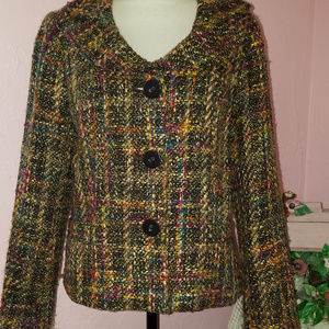 ON SALE MultiColored Lined Portrait Collar Tweed